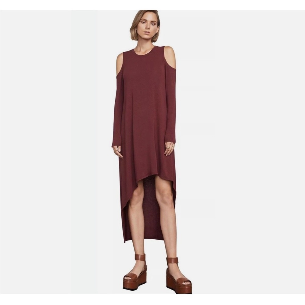 BCBGMAXAZRIA Lindy Cold Shoulder Midi Dress Color Port Fit&Flare Size Xtra Small